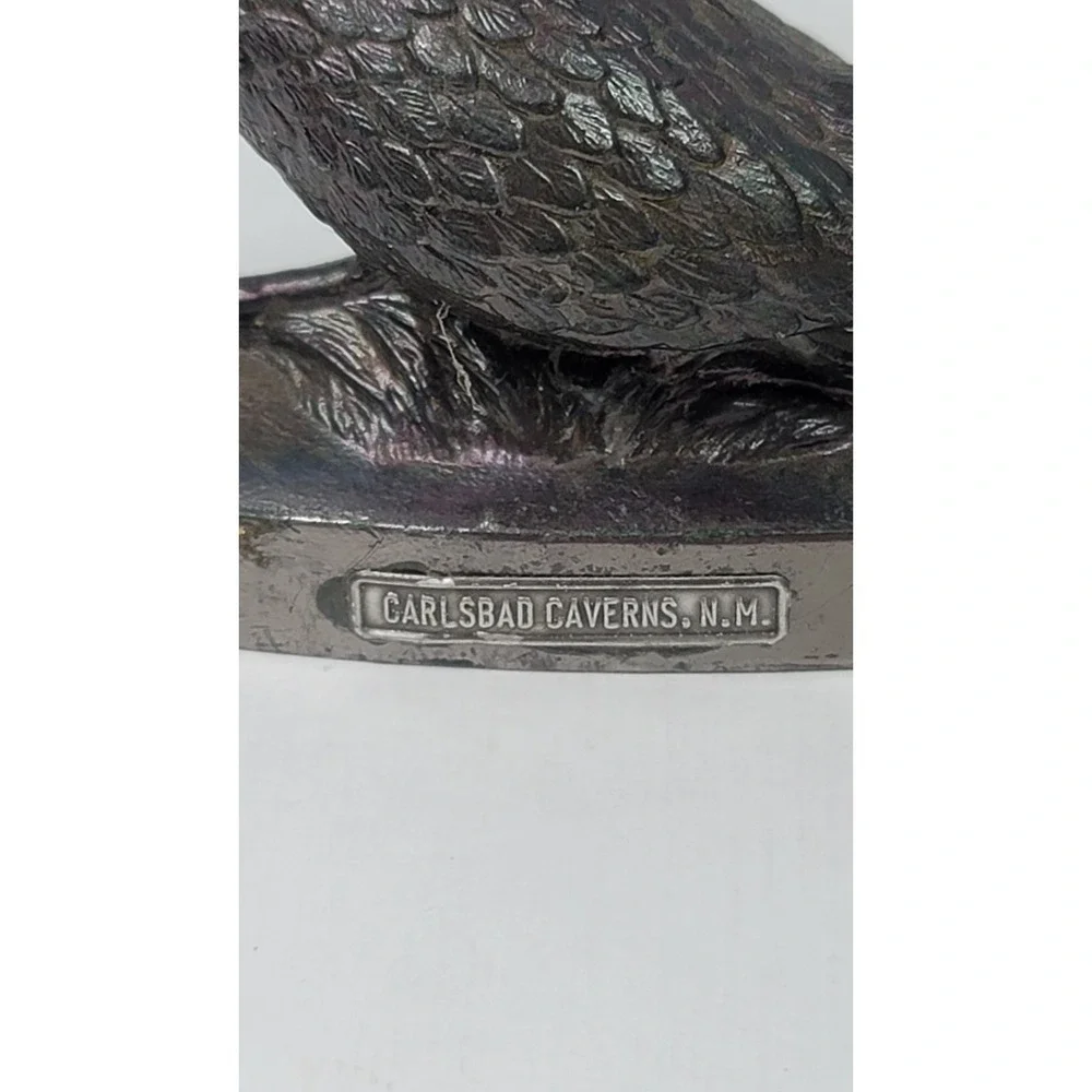 Vintage Bronzed Roadrunner Ring neck Pheasant Paperweight Figure Bird Trinket